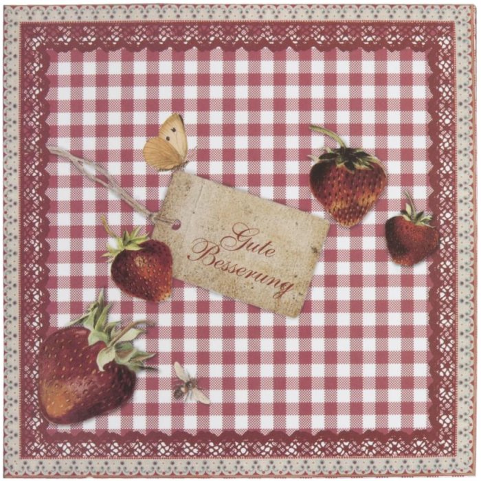 get well card with strawberries German 13,5x13,5 cm