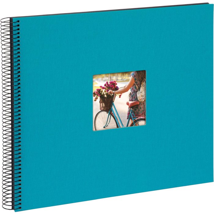 wire-o bound album Bella Vista turquoise 35x30 cm black sides