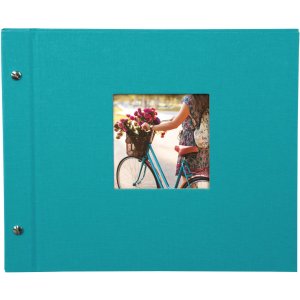 screw bound album Bella Vista turquoise 30x25 cm black sides