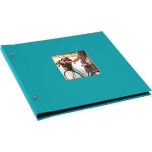 screw bound album Bella Vista turquoise 30x25 cm black sides