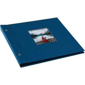 screw bound album Bella Vista blue 30x25 cm black sides