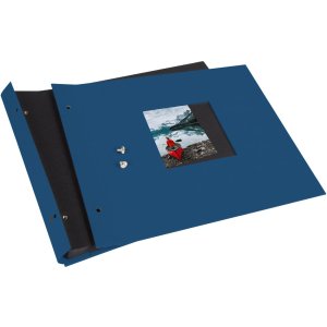 screw bound album Bella Vista blue 30x25 cm black sides