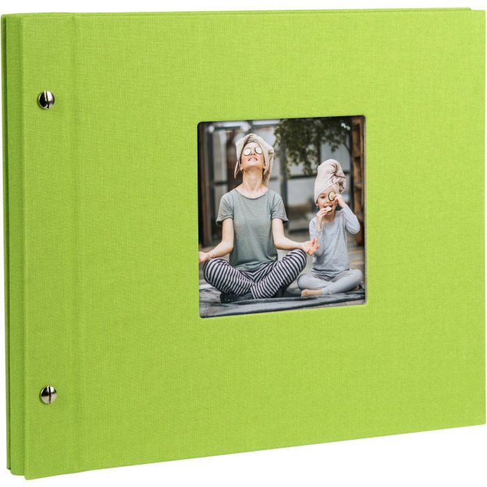 screw bound album Bella Vista green 30x25 cm black sides