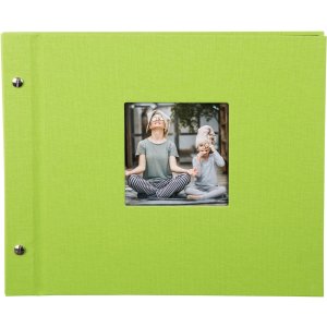 screw bound album Bella Vista green 30x25 cm black sides