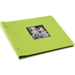 screw bound album Bella Vista green 30x25 cm black sides