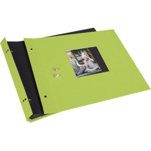 screw bound album Bella Vista green 30x25 cm black sides