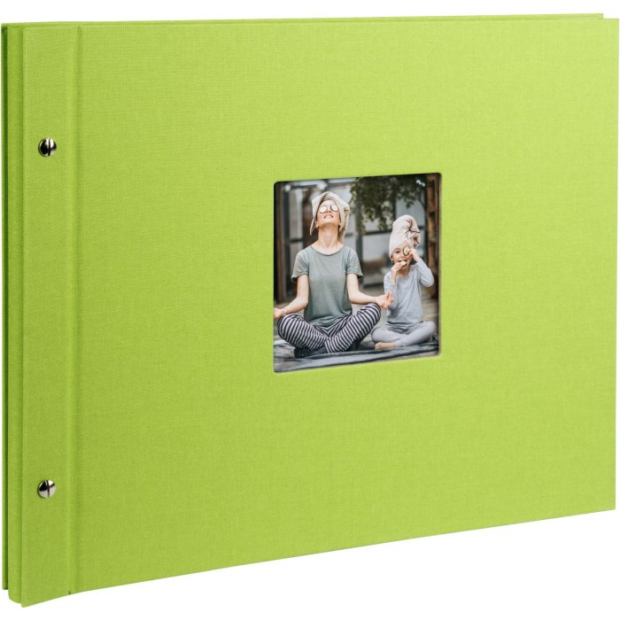 screw bound album Bella Vista green 39x31 cm black sides