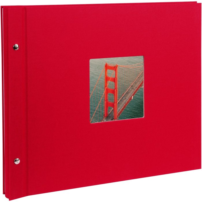 screw bound album Bella Vista red 39x31 cm black sides