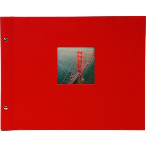 screw bound album Bella Vista red 39x31 cm black sides