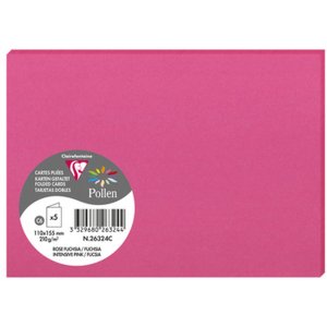 5 folded cards Pollen fuchsia - 110x155 mm