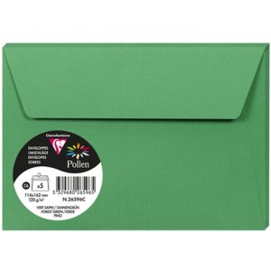 5 envelopes Pollen 114x162 mm fin green