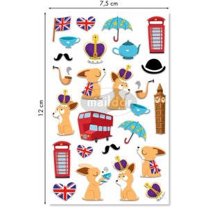 Pack Stickers Cooky 3D London, 7,5x12cm, 1 sheet