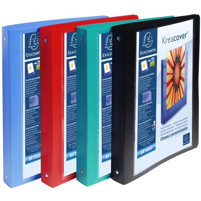 Ring Binder PP 700? with 4 rings 30mm back 40mm, opaque, Krea Cover, A4 overwidth assorted colors