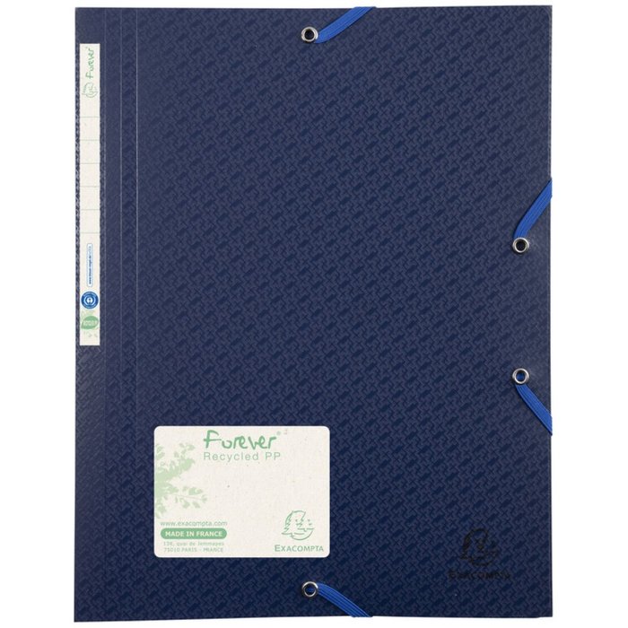 Binder with 3 flaps and elastic made from recycled PP 700? Forever, for A4 Blue