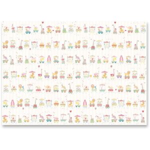 ANIMAL TRAIN PINK wrapping paper 50x70 cm