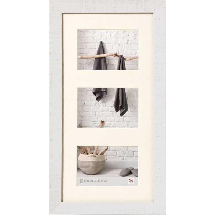 Wooden frame for 3 photos 10x15 HOME polarwhite