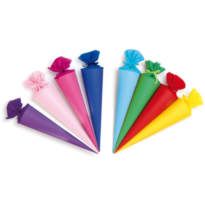 School cone coloured cardboard 70 cm assorted