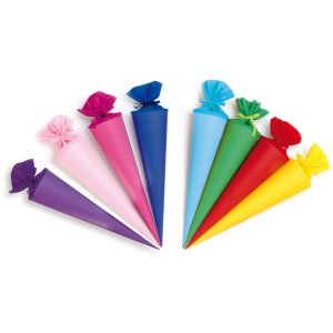 School cone coloured cardboard 70 cm assorted