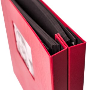 HNFD Maxi photo album Lona red 34,5x33 cm 100 black sides