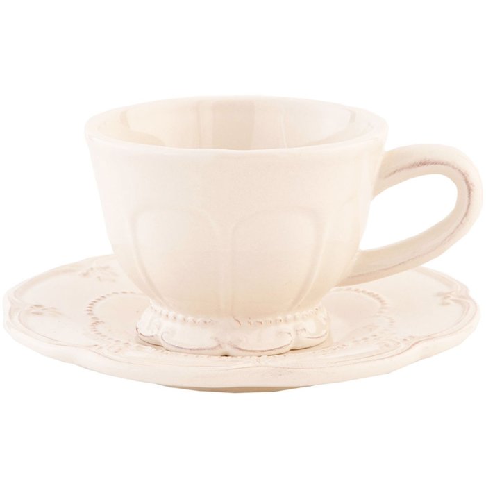 6CE0263 Clayre Eef cup with saucer RUSTIC ROMANCE - natural