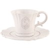 6CE0273 Clayre Eef QUEEN OF BIRDS cup with saucer - natural