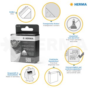 HERMA Transparol photo corners dispenser pack 500 pcs.