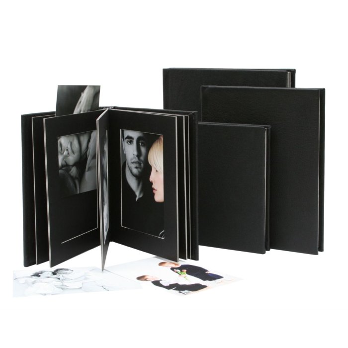 Passepartout album black leather 10 pictures 15x20 cm