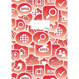 Exercise book cover A4 Social Icons red