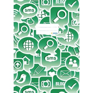 Exercise book cover A4 Social Icons green