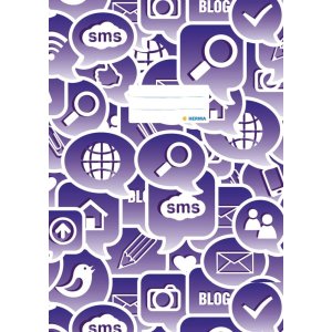 Exercise book cover A4 Social Icons purple