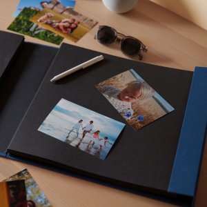 HNFD XL photo album 1000 photos 10x15 cm LONA blue 34,5x33 cm 168 black sides