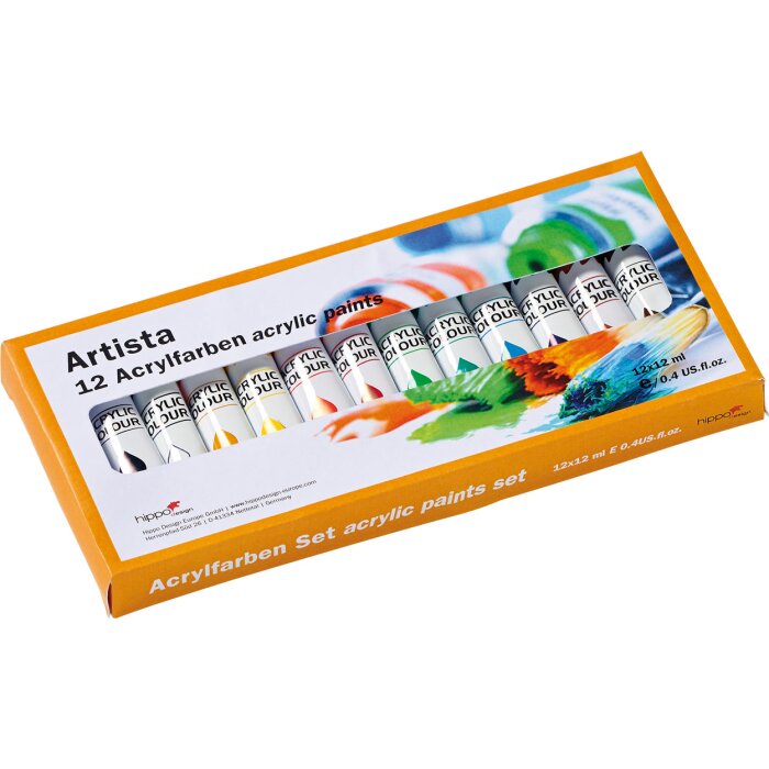 Acrylic paints, 12 assorted colors