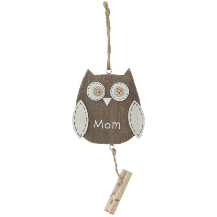 MUM wooden pendant owl with peg