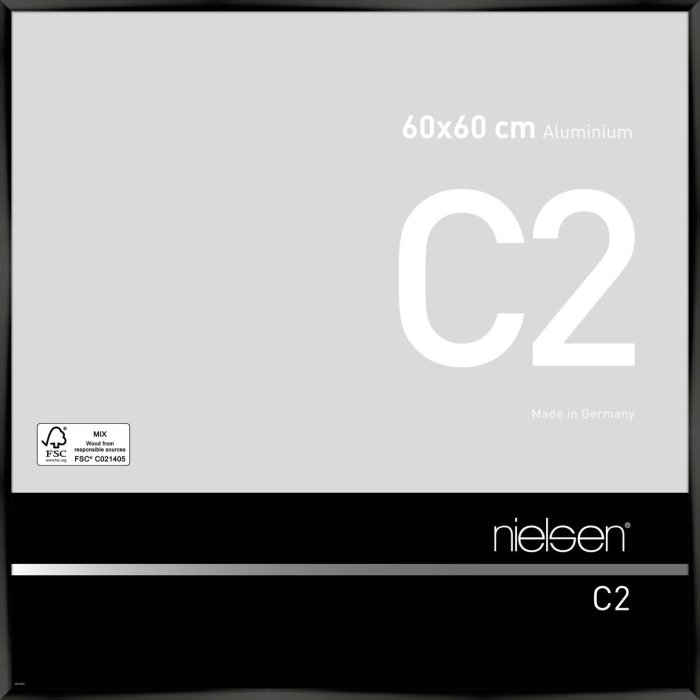 Nielse alu frame C2 Jet Polished Black 60x60 cm