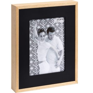 Double wooden frame 13x18 cm natural - black