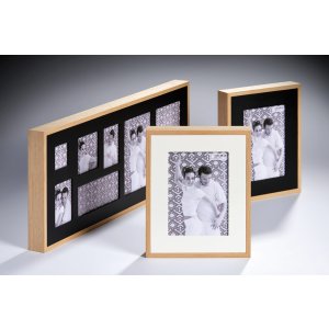 Double wooden frame 13x18 cm natural - black