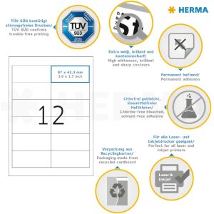 Labels white 97x42,3 Premium A4 120 pcs.