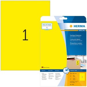 HERMA labels A4 yellow 210x297 mm paper matt 20 pieces