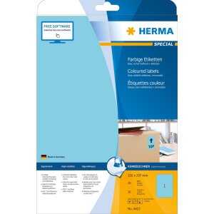 HERMA labels A4 blue 210x297 mm paper matt 20 pieces