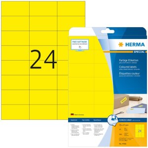 HERMA labels A4 yellow 70x37 mm paper matt 480 pieces