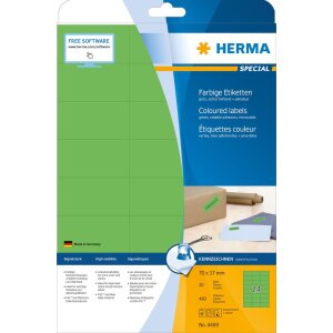 HERMA labels A4 green 70x37 mm paper matt 480 pieces