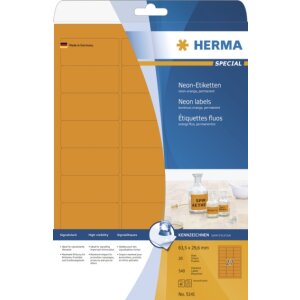 Labels luminous orange 63,5x29,6 A4 540 pcs.