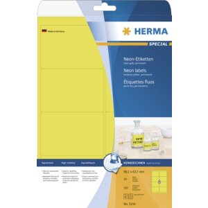 HERMA labels A4 neon-yellow 99,1x67,7 mm paper matt 160...