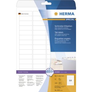 Tab labels white removable 45,7x16,9 A4