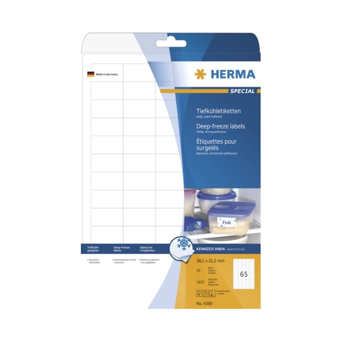 HERMA freezer labels A4 white 38,1x21,2 mm paper matt 1625 pieces