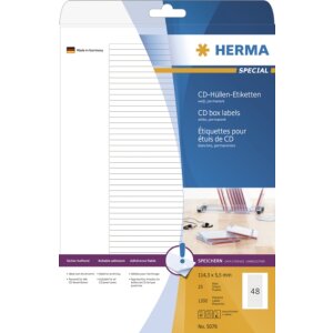 HERMA labels for CD box A4 white 114,3x5,5 mm paper matt...