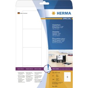 Disk labels white 3.5 70x67,7 A4 250 pcs.