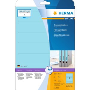 File spine labels blue 192x38 A4 140 pcs.