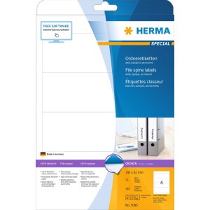 File spine labels white 192x61 A4 100 pcs.