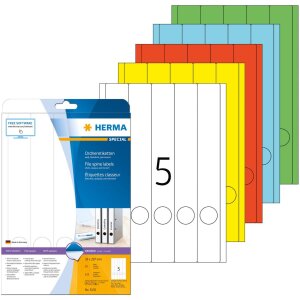 File spine labels yellow 38x297 A4 100 pcs.